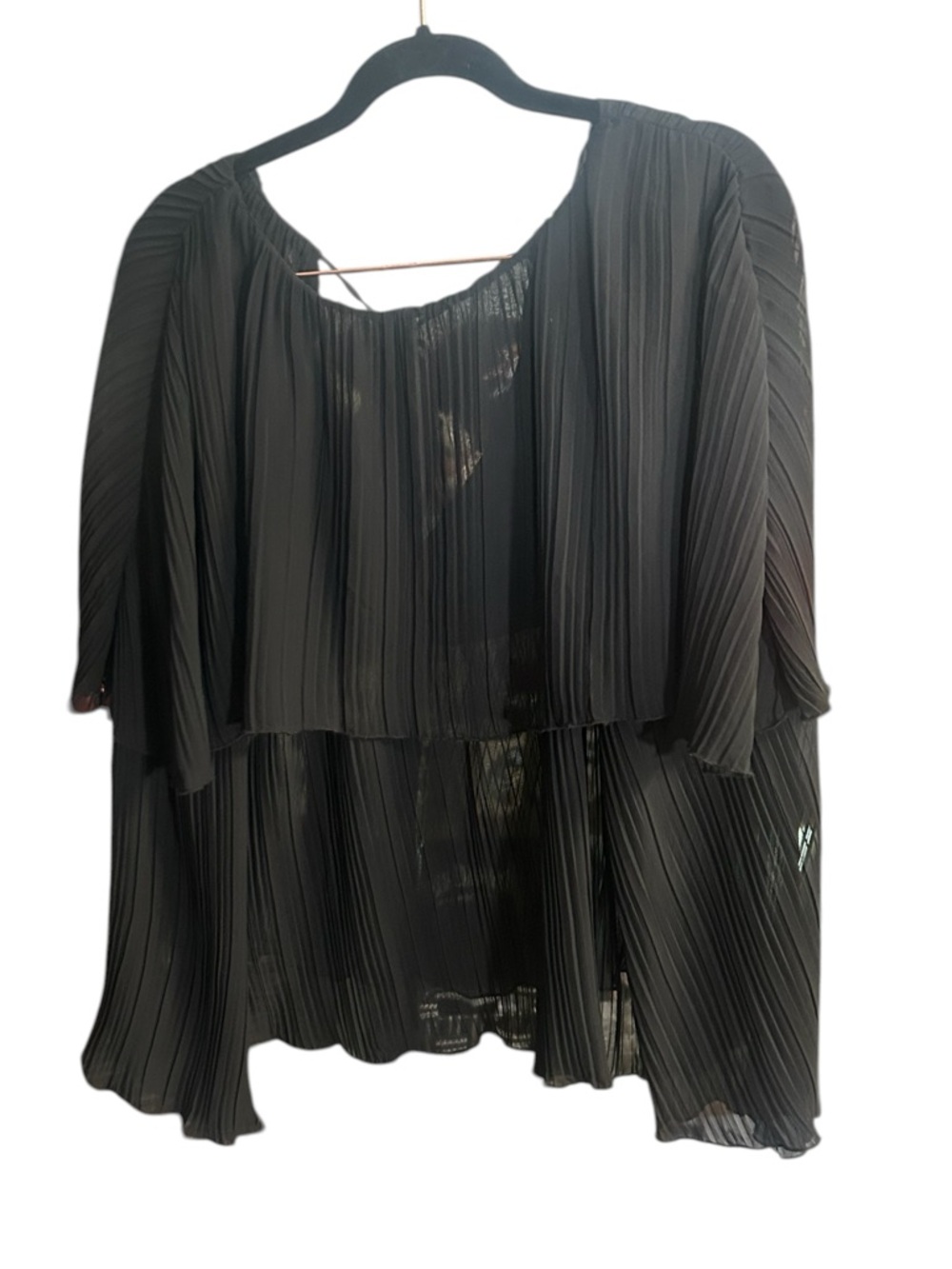 Zara Black Black Pleated Sheer Layered Top